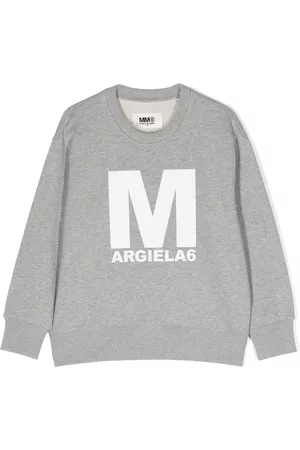 Maison Margiela Girls Hoodies - Logo-print cotton sweatshirt - Grey