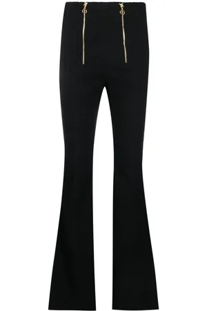 Patou Zip-detail tweed flared trousers