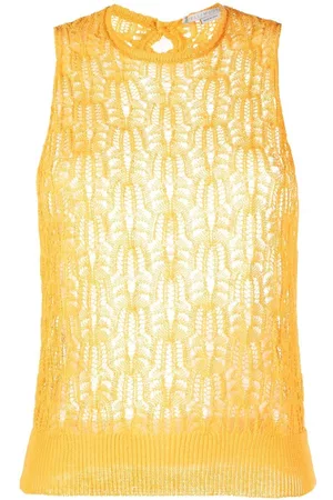 Stella McCartney Pointelle-knit sleeveless top - Yellow