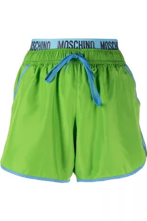 Moschino Logo-waistband drawstring swim shorts - Green