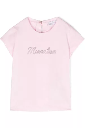 MONNALISA Rhinestone logo T-shirt - Pink