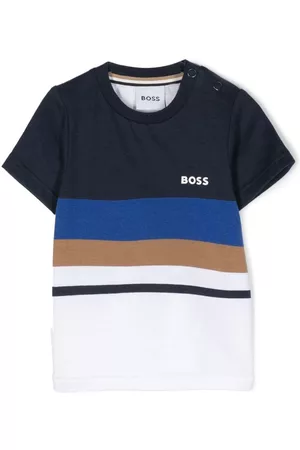 HUGO BOSS Short Sleeved T-Shirts - Logo-print short-sleeve T-shirt - Blue