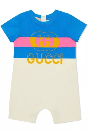 Gucci Rompers - Logo-print jersey shortie - Blue