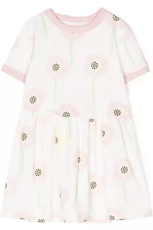 Stella McCartney Girls Printed Dresses - Floral-print short-sleeve dress - White