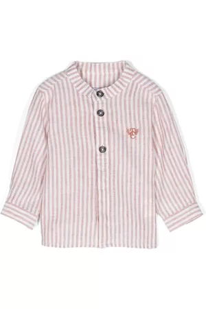 Tartine Et Chocolat Shirts - Stripe-print cotton-linen shirt - Brown