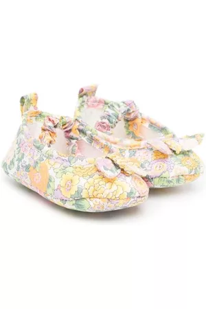 Tartine Et Chocolat Girls Ballerinas - Bow-detail floral-print ballerinas - Pink