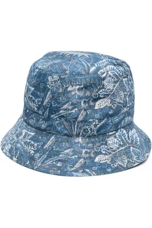 A.P.C. Men Hats - Floral-print drawstring bucket hat - Blue