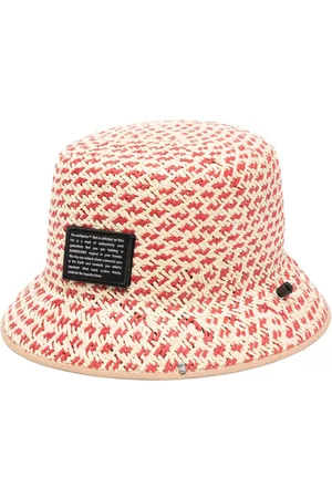 SUPER DUPER HATS Hats - Patch-detail woven bucket hat - Neutrals
