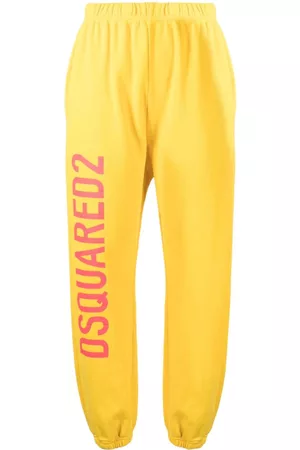 Dsquared2 Women Sweatpants - Logo-print cotton track pants - Yellow
