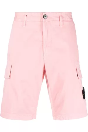 Stone Island Logo-patch cotton Bermuda shorts - Pink