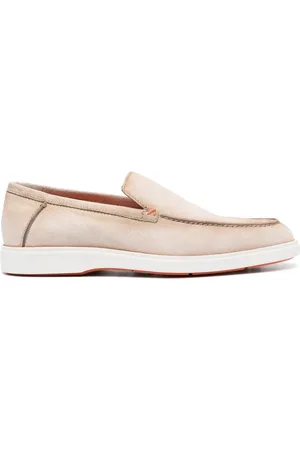 santoni Almond-toe suede loafers