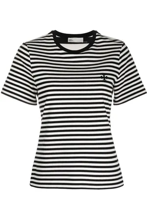 Tory Burch Women's Checkerboard T-Shirt in Black/French Cream, Size M