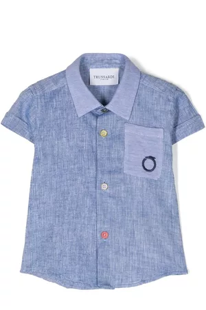 Trussardi Embroidered-logo detail shirt - Blue