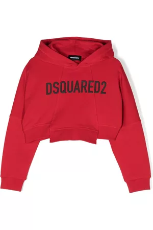 Dsquared2 Logo-print asymmetric cropped hoodie