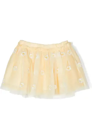 Stella McCartney Floral-embroidered tulle-overlay skirt