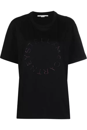 Stella McCartney Rhinestone-logo short-sleeved T-shirt - Black