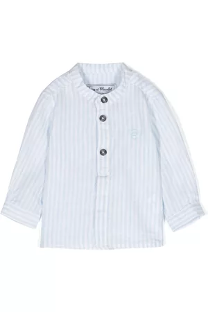 Tartine Et Chocolat Stripe-print cotton-linen shirt - Blue