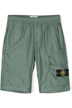 Stone Island Boys Shorts - Logo-patch shorts - Green