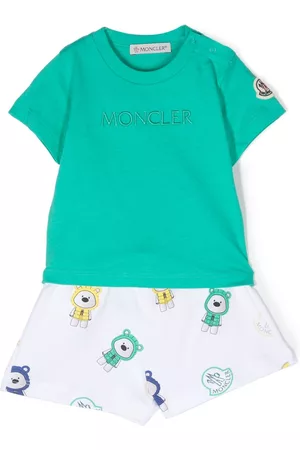 Moncler Embroidered-logo short set - Green
