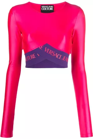 VERSACE Logo-underband cropped top - Pink