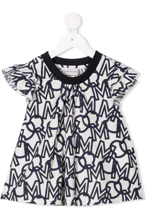Moncler Girls Blouses - Ruffle-trim logo-print blouse - White