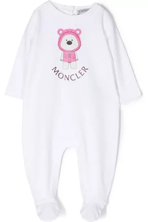 Moncler Logo-print cotton babygrow - White
