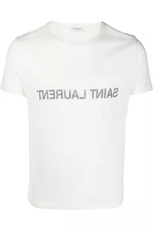 Saint Laurent Men T-shirts - Reverse cotton T-shirt - Neutrals