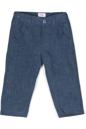 Il gufo Straight Jeans - Straight-leg cotton-linen blend trousers - Blue
