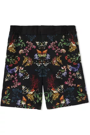 Burberry Boys Shorts - Floral-print cotton shorts - Black