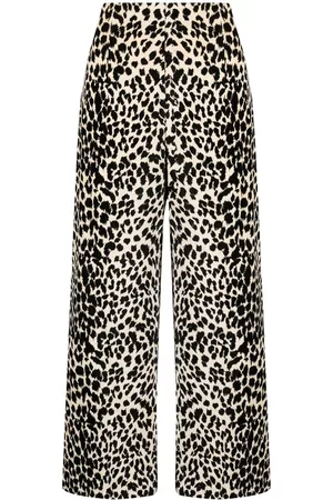 BATSHEVA Women Wide Leg Pants - Leila leopard-print trousers - Black