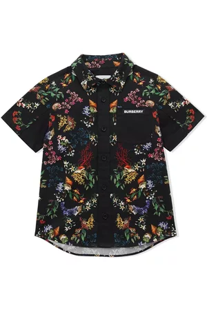 Burberry Boys Short sleeved Shirts - Coral-print short sleeve shirt - Black