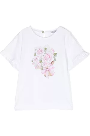 MONNALISA Floral-print frilled T-shirt - White