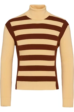 Prada Men Turtleneck Sweaters - Triangle-logo roll-neck jumper - Neutrals