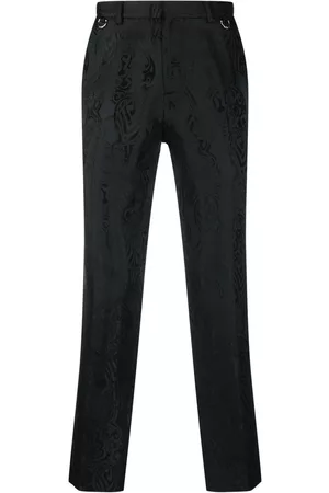 John Richmond Men Formal Pants - Jacquard slim-fit tailored trousers - Black