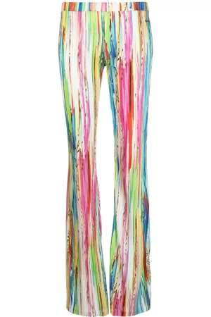 Dsquared2 Women Wide Leg Pants - Abstract-print flared trousers - Green
