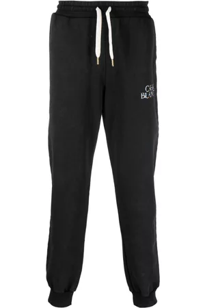 Casablanca Men Sweatpants - Embroidered logo tapered track pants - Black