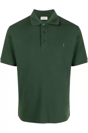 Saint Laurent Men Polo T-Shirts - Short-sleeve polo shirt - Green