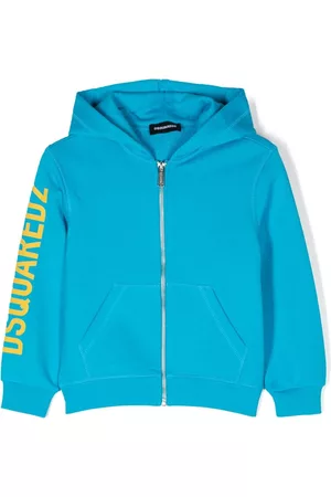 Dsquared2 Boys Zip-up Hoodies - Logo-print zip-up hoodie - Blue