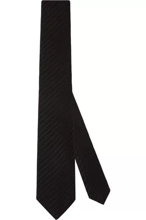 Gucci Men Bow Ties - Interlocking G silk crepe tie - Black