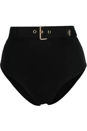 Moschino Women High Waisted Bikinis - High-waisted belted bikini bottoms - Black