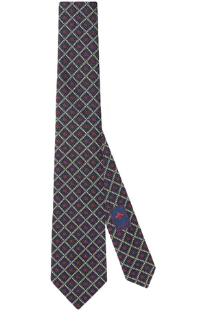 Gucci Double G checked jacquard tie - Blue