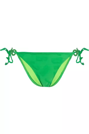 Moschino Embossed-logo bikini bottoms - Green