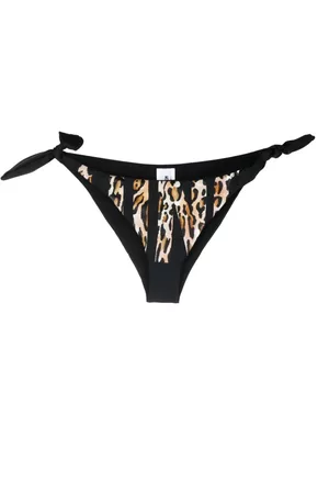 Moschino Women Bikini Bottoms - Leopard logo-print bikini bottoms - Black
