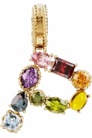 Dolce & Gabbana 18kt yellow P letter gemstone pendant