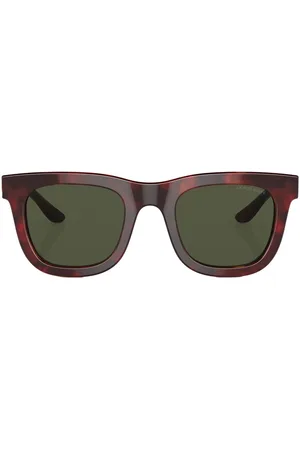 Giorgio Armani Tortoiseshell-effect round-frame sunglasses