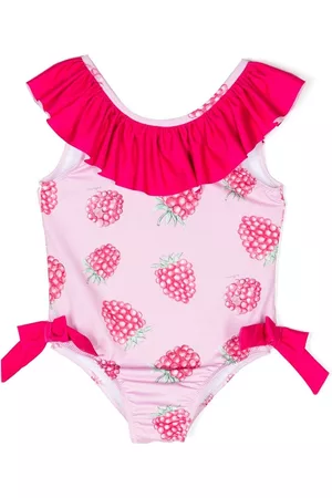 PATACHOU Strawberry-print ruffled swimsuit - Pink