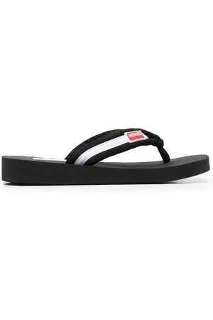 Kenzo Logo-patch striped flip flops