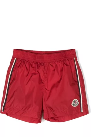Moncler Swim Shorts - Logo-patch swim shorts - Red