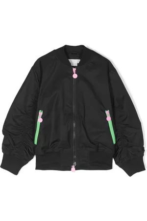 Stella McCartney Girls Bomber Jackets - Logo-print bomber jacket - Black