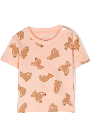 Palm Angels Short Sleeved T-Shirts - Teddy bear-print short-sleeve T-shirt - Orange